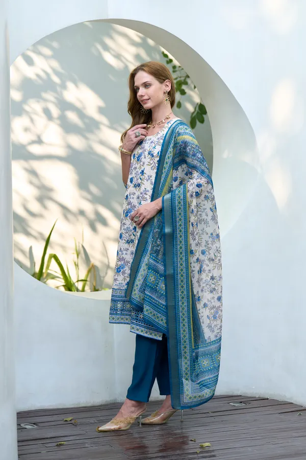 White_Viscose_Kurta,_Pant_&_Dupatta_Set_For_Women_&_Girls