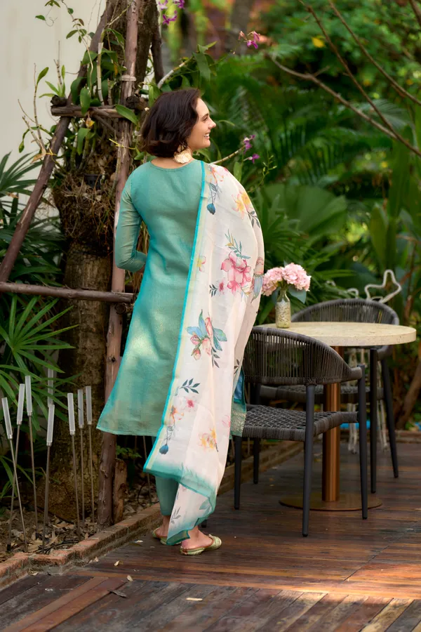 Teal_Viscose_Kurta,_Pant_&_Dupatta_Set_For_Women_&_Girls