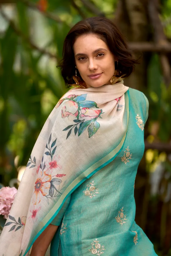 Teal_Viscose_Kurta,_Pant_&_Dupatta_Set_For_Women_&_Girls