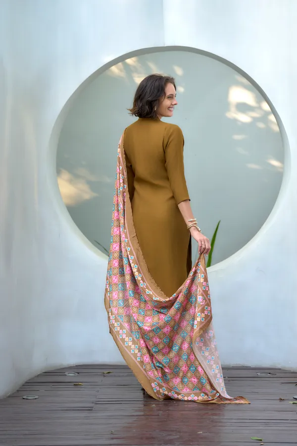 Coffee_Viscose_Kurta,_Pant_&_Dupatta_Set_For_Women_&_Girls