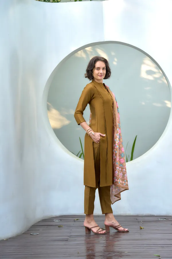 Coffee_Viscose_Kurta,_Pant_&_Dupatta_Set_For_Women_&_Girls