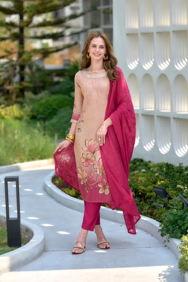 Peach_Viscose_Kurta,_Pant_&_Dupatta_Set_For_Women_&_Girls
