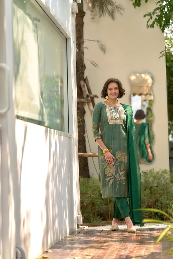 Green_Viscose_Kurta,_Pant_&_Dupatta_Set_For_Women_&_Girls