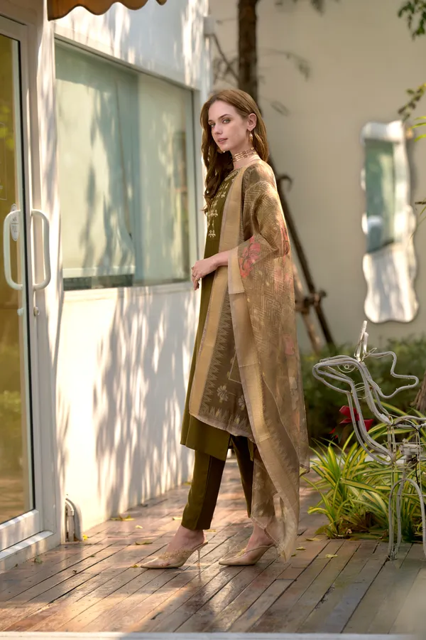 Brown_Viscose_Kurta,_Pant_&_Dupatta_Set_For_Women_&_Girls