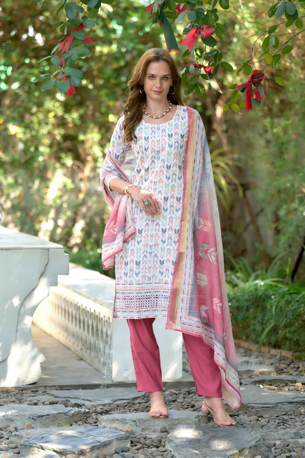 White_Viscose_Kurta,_Pant_&_Dupatta_Set_For_Women_&_Girls
