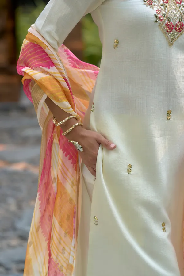 Cream_Viscose_Kurta,_Pant_&_Dupatta_Set_For_Women_&_Girls