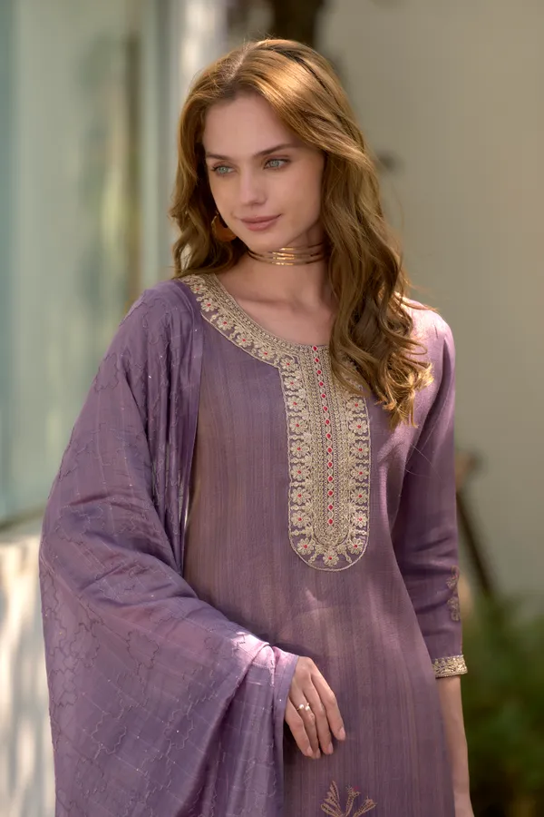Wine_Viscose_Kurta,_Pant_&_Dupatta_Set_For_Women_&_Girls