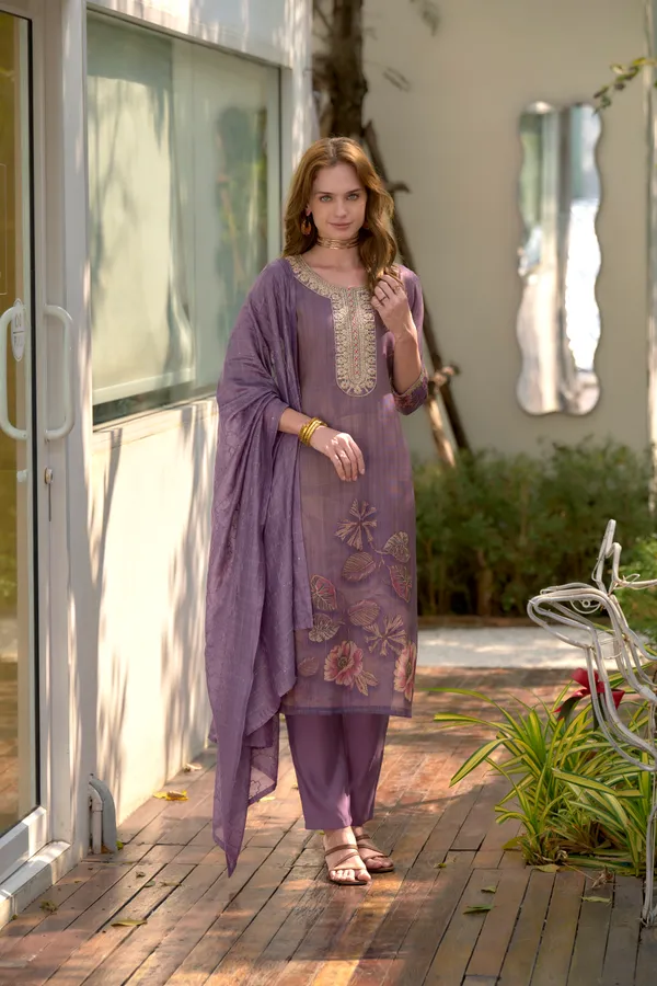 Wine_Viscose_Kurta,_Pant_&_Dupatta_Set_For_Women_&_Girls