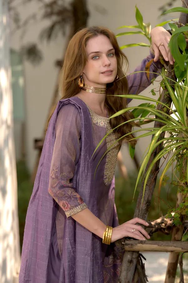 Wine_Viscose_Kurta,_Pant_&_Dupatta_Set_For_Women_&_Girls