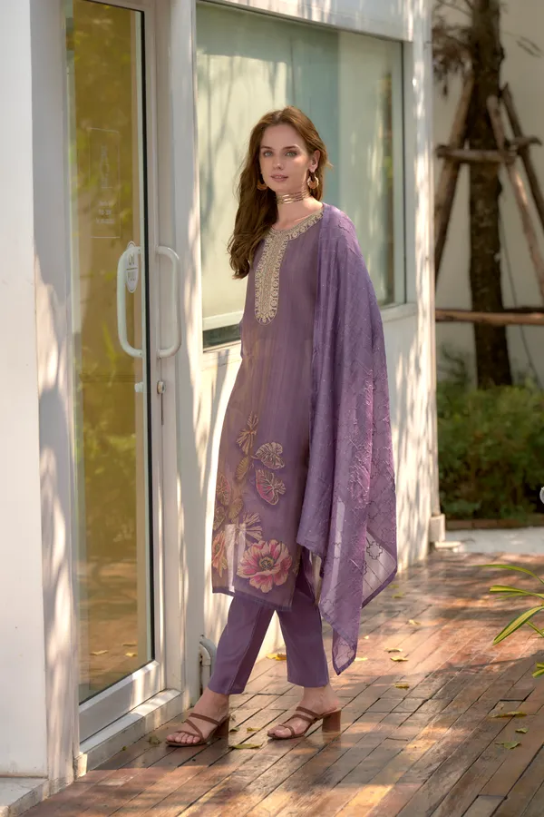 Wine_Viscose_Kurta,_Pant_&_Dupatta_Set_For_Women_&_Girls