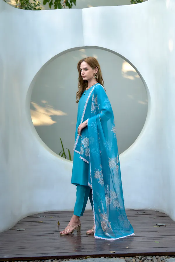 Teal_Viscose_Kurta,_Pant_&_Dupatta_Set_For_Women_&_Girls
