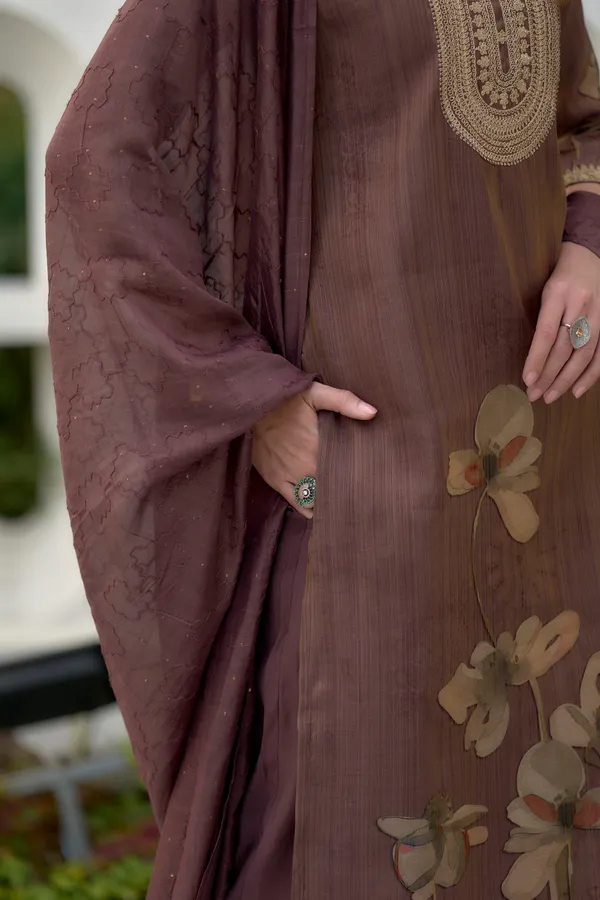 Brown_Viscose_Kurta,_Pant_&_Dupatta_Set_For_Women_&_Girls