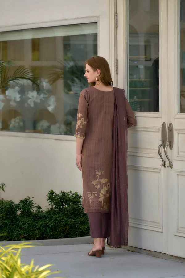 Brown_Viscose_Kurta,_Pant_&_Dupatta_Set_For_Women_&_Girls