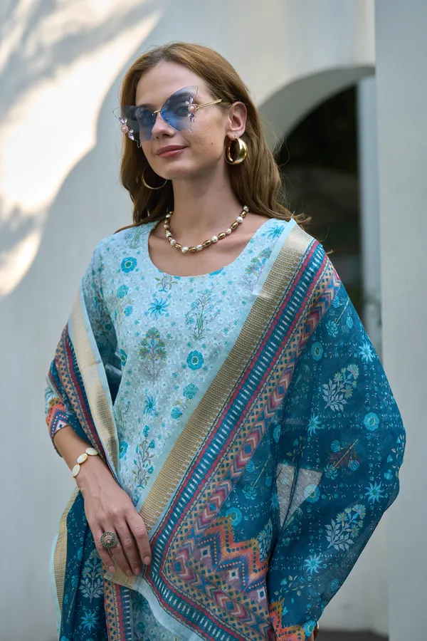White_Viscose_Kurta,_Pant_&_Dupatta_Set_For_Women_&_Girls