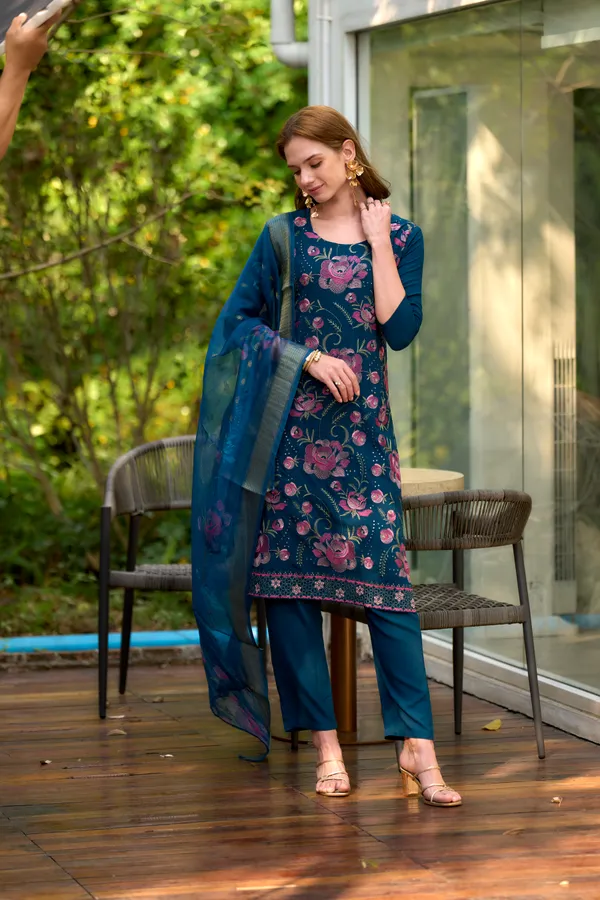 Multicolor_Viscose_Kurta,_Pant_&_Dupatta_Set_For_Women_&_Girls