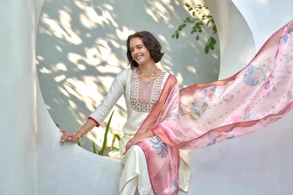 Cream_Viscose_Kurta,_Pant_&_Dupatta_Set_For_Women_&_Girls