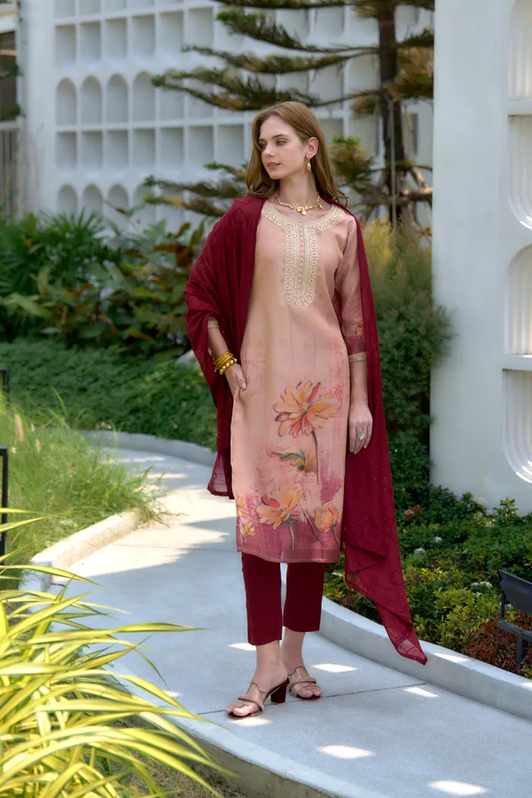 Dark_Peach_Viscose_Kurta,_Pant_&_Dupatta_Set_For_Women_&_Girls