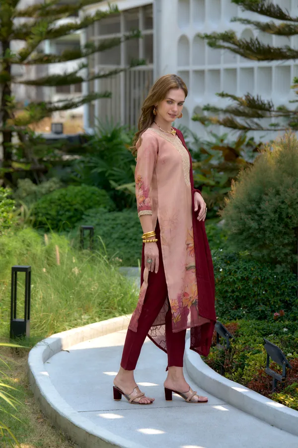 Dark_Peach_Viscose_Kurta,_Pant_&_Dupatta_Set_For_Women_&_Girls