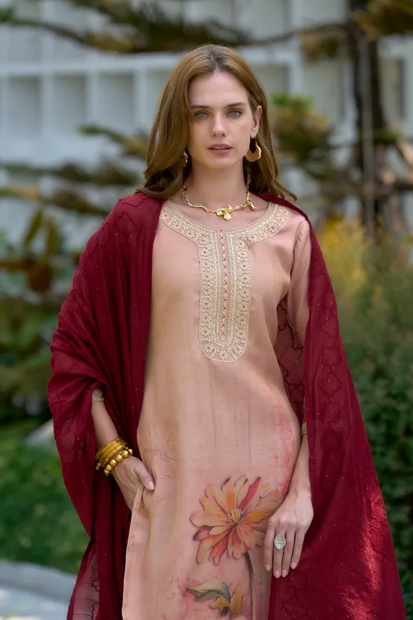 Dark_Peach_Viscose_Kurta,_Pant_&_Dupatta_Set_For_Women_&_Girls