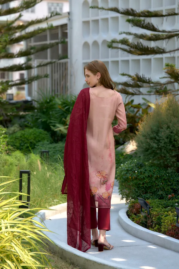 Dark_Peach_Viscose_Kurta,_Pant_&_Dupatta_Set_For_Women_&_Girls