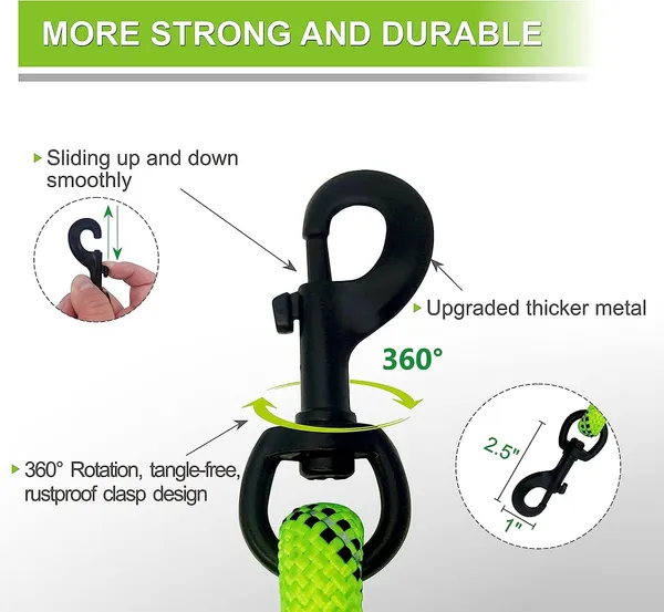 5FT_Strong_Dog_Leash_with_Comfortable_Padded_Handle_and_Highly_Reflective_Threads_Dog_Leashes_for_Small_Medium_and_Large_Dogs_(Double_Handle_-_Green)