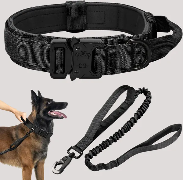 Khaki_Tactical_Dog_Collar,Adjustable_Military_Training_Nylon_Dog_Collar_With_Control_Handle_And_Heavy_Metal_Buckle_For_Big_Size_Dogs.