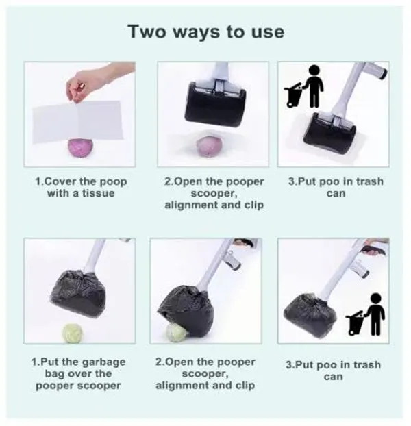 Black_Pet_Pooper_Scooper_For_Dogs_And_Cats,_2-In-1_Design_Poop_Scooper_With_1_Roll_Of_Poop_Bag_15_Bag/Roll_For_Pet_Waste
