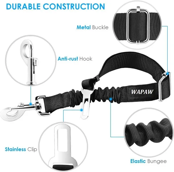 Black_Pet_Car_Seat_Belt_-_Car_Harness_For_Dogs_Adjustable_Safety_Seat_Belt_For_Car._Durable_Nylon_Reflective_Elastic_With_Bungee_Buffer_For_Shock_Attenuation_Pack_Of_1
