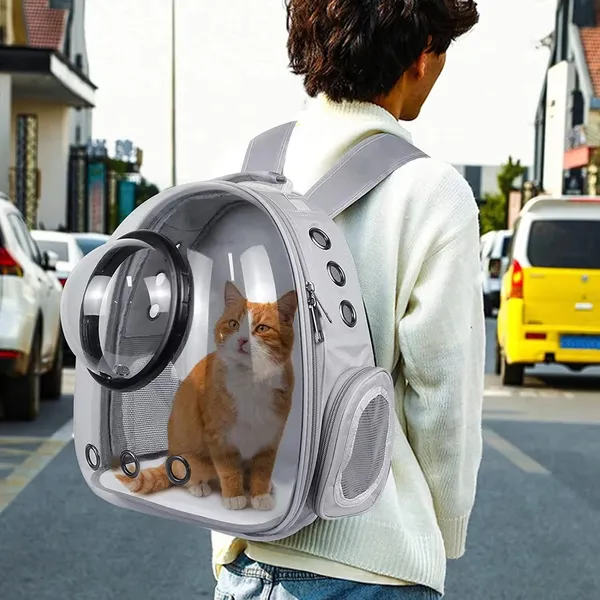 Grey_Pet_Space_Capsule_Backpack,_Cat_Puppy_Dog_Carrier,_Transparent_Breathable_Heat_Proof,_Pet_Carrier_For_Travel_Hiking_Walking_Camping