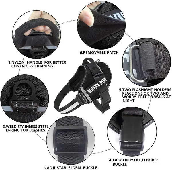 Black_Service_Dog_Harness_No_Pull_Easy_On_And_Off_Pet_Vest_Harness,_3M_Reflective_Breathable_&_Easy_Adjust_Pet_Harness_With_Nylon_Handle_-_No_More_Tugging_Or_Choking_For_Dogs
