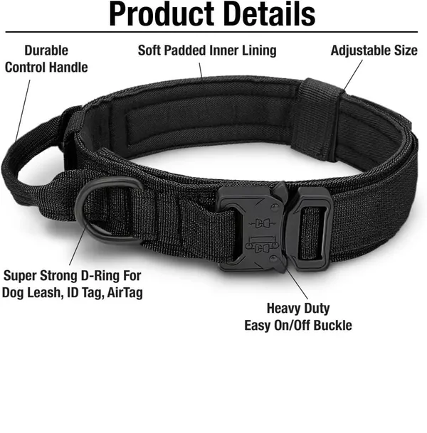 Khaki_Tactical_Dog_Collar,Adjustable_Military_Training_Nylon_Dog_Collar_With_Control_Handle_And_Heavy_Metal_Buckle_For_Big_Size_Dogs.