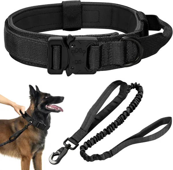 Khaki_Tactical_Dog_Collar,Adjustable_Military_Training_Nylon_Dog_Collar_With_Control_Handle_And_Heavy_Metal_Buckle_For_Big_Size_Dogs.