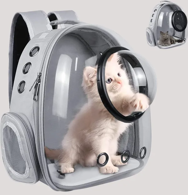 Grey_Pet_Space_Capsule_Backpack,_Cat_Puppy_Dog_Carrier,_Transparent_Breathable_Heat_Proof,_Pet_Carrier_For_Travel_Hiking_Walking_Camping