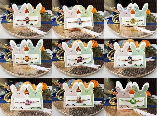 2_Pc_kids_metallic_Rakhi_with_all_Tika_essentials_for_Bhatija_bhateeji_(random_design-2_pc_only)