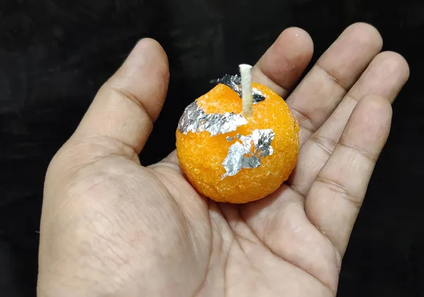 Orange_Diwali_Decorative_Barik_Motichoor_Laddu-Shaped_Soy_Wax_Candles_-_Set_Of_6_Pc_For_Festive_Gifting_And_Home_Decoration