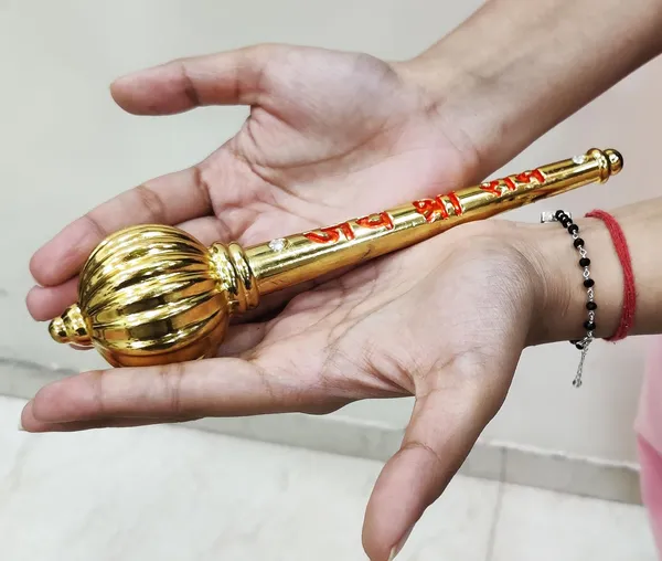 Golden_Metal_Made_Bajrangbali_Big_Gada_For_Keeping_In_Home_Temple_Or_Gifting_To_Hanuman_Ji_Size-_8_Inch_Wt-450_Gram_Approx