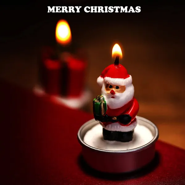 Multicolor_4_Piece_Miniature_Christmas_Tea_Light_Candle_Set_Handmade_Figures_1_Santa_Claus,_2_Snowman,_1_Christmas_Tree_Candles,_Christmas_Home_Decorations