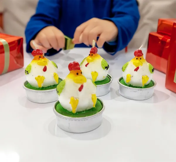 Multicolor_4_Piece_Miniature_Christmas_Easter_Tea_Light_Candle_Set_Handmade_Figures_In_Egg_Style,_Christmas_Home_Decorations_(4_Pc_Random_Designs)