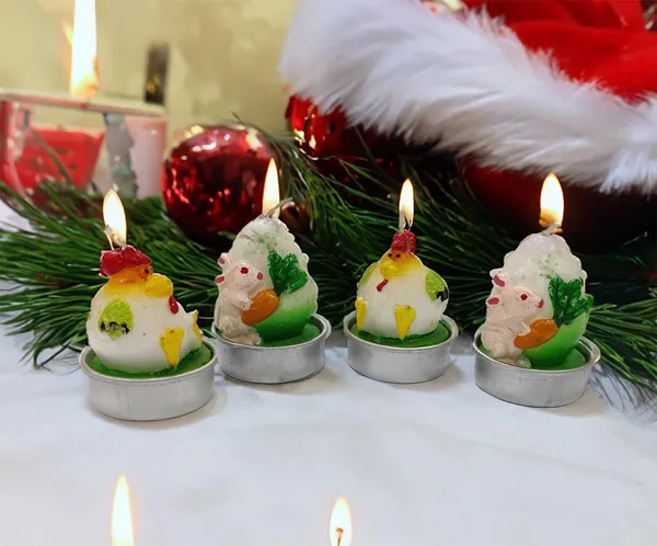 Multicolor_4_Piece_Miniature_Christmas_Easter_Tea_Light_Candle_Set_Handmade_Figures_In_Egg_Style,_Christmas_Home_Decorations_(4_Pc_Random_Designs)