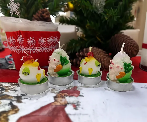 Multicolor_4_Piece_Miniature_Christmas_Easter_Tea_Light_Candle_Set_Handmade_Figures_In_Egg_Style,_Christmas_Home_Decorations_(4_Pc_Random_Designs)