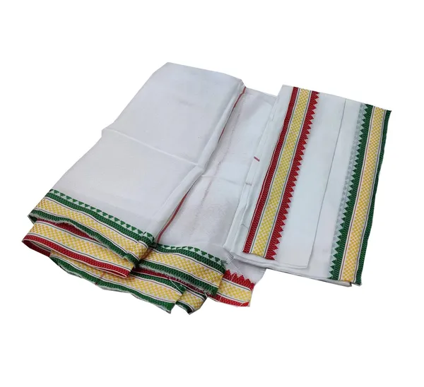 White_2_Piece_Cotton_Blended_White_Gamcha/Angocha/Towel_For_Religious_Use_Pandit_Ji_Etc_Size_-_Medium_(56_*_23_Inch)