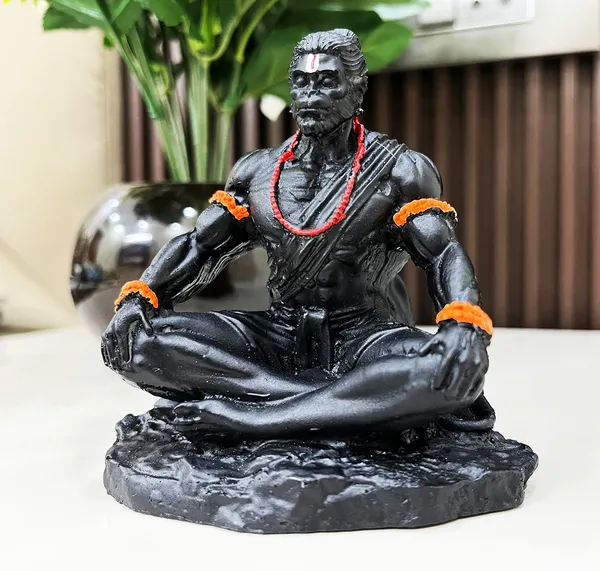 Meditation_Mudra_Hanuman_ji,_Hand_Made_Marble_Dust_Polyresin_Bajrangbali_Idol,_Decorative_Showpiece_|_for_Gift,_car_Dashboard_and_Office_&_Home_Decor_(1_Piece)
