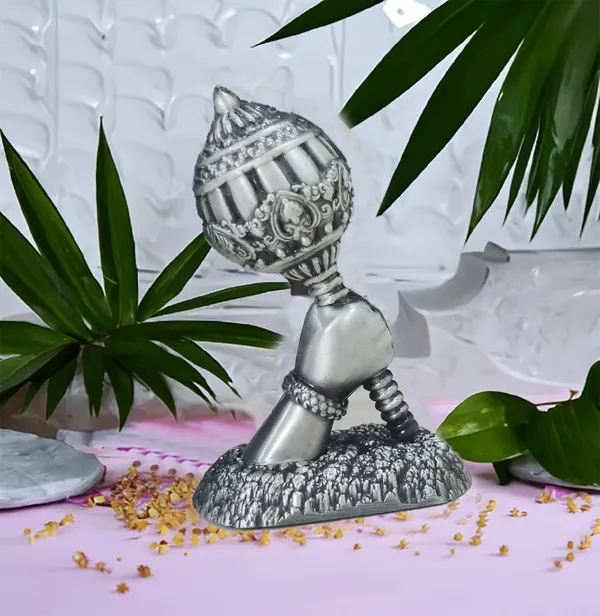 Metallic_Hanuman_Ji_Small_Gada_for_Keeping_in_Home_Temple||_Car_Dashboard_or_Gifting_to_Bajrangbali_(120_gram_Approx_3_inch)_Silver_Color