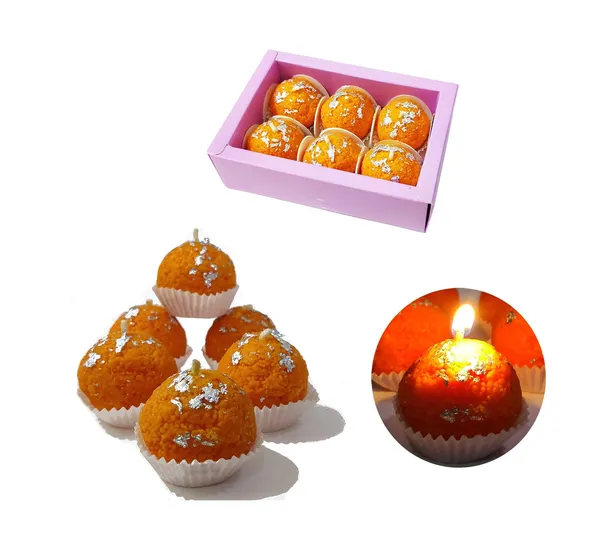 Orange_Diwali_Decorative_Motichoor_Laddu-Shaped_Soy_Wax_Candles_-_Set_Of_6_Pc_For_Festive_Gifting_And_Home_Decoration
