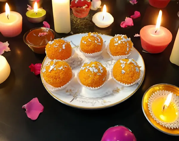 Orange_Diwali_Decorative_Motichoor_Laddu-Shaped_Soy_Wax_Candles_-_Set_Of_6_Pc_For_Festive_Gifting_And_Home_Decoration