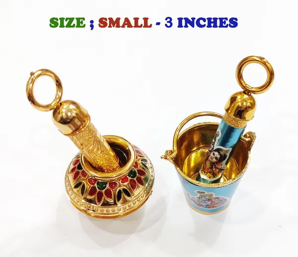 Multicolor_Small_Balti_And_Matki_Pichkari_For_Laddu_Gopal_Holi_Festival_Plastic_Toy_Combo,_Beautiful_Hand_Work_(2_Pc)_Random_Colors