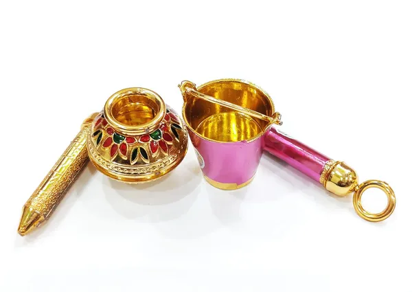 Multicolor_Small_Balti_And_Matki_Pichkari_For_Laddu_Gopal_Holi_Festival_Plastic_Toy_Combo,_Beautiful_Hand_Work_(2_Pc)_Random_Colors