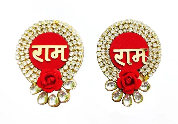 Multicolor_Zircon_Ad_Handmade_Wooden_Material_Puja_Rakhi_Sohn_Soon_Puja_Tags_Door_Tags_2_Pairs_(4_Piece)_Medium_Size