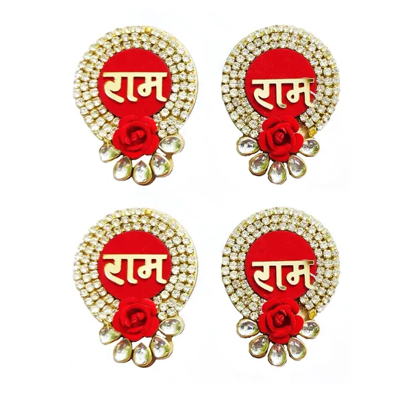 Multicolor_Zircon_Ad_Handmade_Wooden_Material_Puja_Rakhi_Sohn_Soon_Puja_Tags_Door_Tags_2_Pairs_(4_Piece)_Medium_Size
