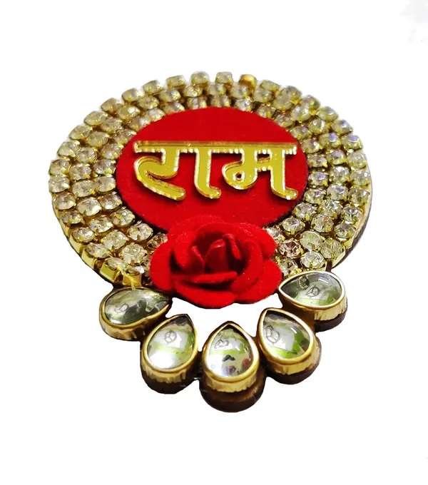 Multicolor_Zircon_Ad_Handmade_Wooden_Material_Puja_Rakhi_Sohn_Soon_Puja_Tags_Door_Tags_2_Pairs_(4_Piece)_Medium_Size